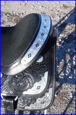 New 16 BLACK draft horse western show saddle 10 gullet by Frontier -THE BEST
