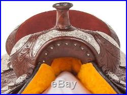 New 16 Brown Western Silver Bling Pleasure Show Horse Leather Saddle Tack Set