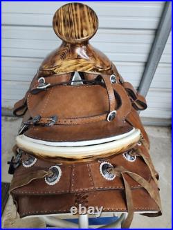 New 16 Charro Square Skirt Saddle made in the USA with Wooden Horn
