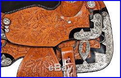 New 16 Silver Custom Equitation Western Pleasure Show Horse Saddle Leather Tack