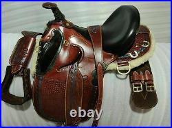 New Carved Leather Saddle With Tack Set Suitable For Draft Horses Handmade