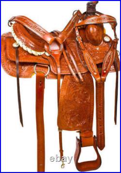 New Leather Western Horse Tack Saddle Color Brown Size (10 to 19) Free Ship