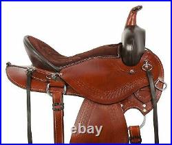 New Light Brown Leather Western Saddle, Roper Ranch Horse Saddle