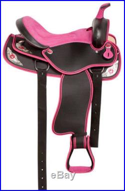 New Pink 16 Western Barrel Saddle Pleasure Trail Show Horse Tack Pink Cordura