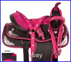 New Pink Synthetic Western Barrel Racing Horse Tack Saddle With Free Shipping