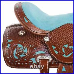 New Premium Leather Western Horse Tack Saddle With Set All Size Free Shipping