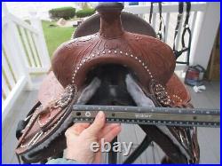 New Rick Mcbride bad ass 12'' Childs studded leather Tooled Western saddle SQH