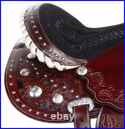 New Saddle Western Horse Tack Floral Tooled Premium Leather With U. S. A Logo