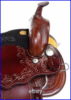 New Saddle Western Horse Tack Floral Tooled Premium Leather With U. S. A Logo
