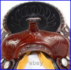 New Saddle Western Horse Tack Floral Tooled Premium Leather With U. S. A Logo