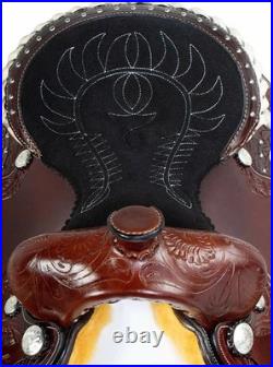 New Saddle Western Horse Tack Floral Tooled Premium Leather With U. S. A Logo