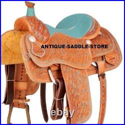 New Style Western Saddle Roping Racing Horse Floral Hand Tooled 15to 18