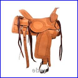 New! TOOLED TRAIL WESTERN SADDLE PLEASURE LEATHER HORSE TACK SET 15 16 17 18