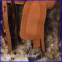 New! TOOLED TRAIL WESTERN SADDLE PLEASURE LEATHER HORSE TACK SET 15 16 17 18