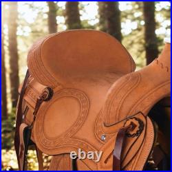 New! TOOLED TRAIL WESTERN SADDLE PLEASURE LEATHER HORSE TACK SET 15 16 17 18