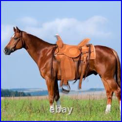 New! TOOLED TRAIL WESTERN SADDLE PLEASURE LEATHER HORSE TACK SET 15 16 17 18