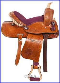 New Western 10 12 Kids Youth Pony Western Barrel Leather Saddle Tack