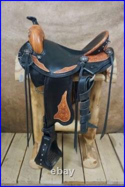 New Western Leather Trail Horse Saddle With Set Size 14 18 inch