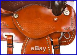 New Western Pleasure Trail Barrel Racer Horse Leather Saddle Tack Set 15 16 18