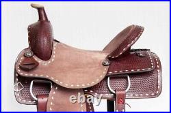 New Western Saddle Leather Adult Barrel Racing Horse Tack Size Set 14'' to 18'