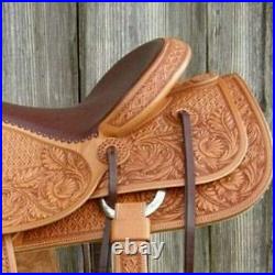 New Western premium leather carved Trail pleasure Horse Saddle 14 to 18 inch