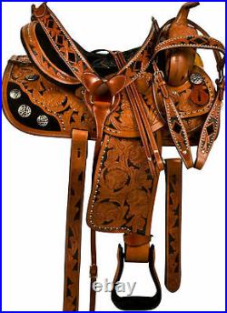 Newith/Western leather show saddle with tack set size 141516171819
