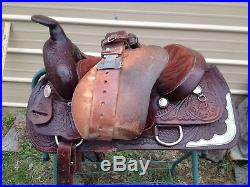 Nice used King tooled leather15 Western trail/ pleasure saddle withsilver US made