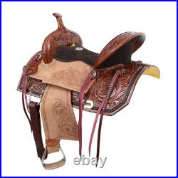 Oakley Barrel Style Saddle Floral & Leaf Tooling Full QH Bars 13 NEW