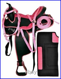 Original New Pink-Black Synthetic Western Adult Horse Tack Saddle Free Shipping