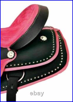 Original New Pink-Black Synthetic Western Adult Horse Tack Saddle Free Shipping