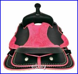 Original New Pink-Black Synthetic Western Adult Horse Tack Saddle Free Shipping