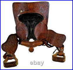 Ornate 16 Saddle King Western Saddle Leather Nicely Embossed, Well Broken In