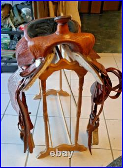 Ornate 16 Saddle King Western Saddle Leather Nicely Embossed, Well Broken In
