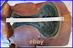 Ornate 16 Saddle King Western Saddle Leather Nicely Embossed, Well Broken In