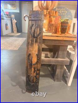 Outdoor Barn Decor, Hat & Key Holder Genuine Barrel Staves, Western, Hardware