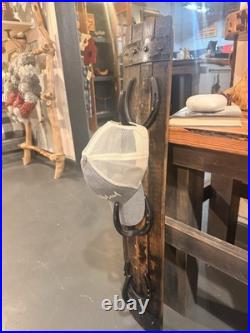 Outdoor Barn Decor, Hat & Key Holder Genuine Barrel Staves, Western, Hardware