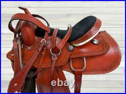Padded Black Seat Western Saddle 16 17 15 Pleasure Trail Horse Barrel Tack Set
