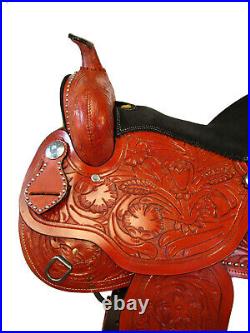 Padded Black Seat Western Saddle 17 16 15 Barrel Racing Pleasure Horse Tack Set