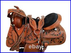 Padded Brown Western Saddle Barrel Racing Horse 15 16 17 18 Tooled Leather Tack Padded Brown Western Saddle Barrel Racing Horse 15 16 17 18 Tooled Leather Tack