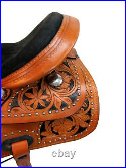 Padded Brown Western Saddle Barrel Racing Horse 15 16 17 18 Tooled Leather Tack
