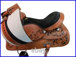 Padded Brown Western Saddle Barrel Racing Horse 15 16 17 18 Tooled Leather Tack