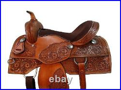 Padded Seat Western Barrel Saddle 15 16 17 18 Pleasure Horse Tooled Leather Tack