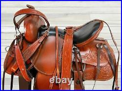 Padded Seat Western Horse Saddle Barrel Racing Horse Leather Tack 18 17 16 15