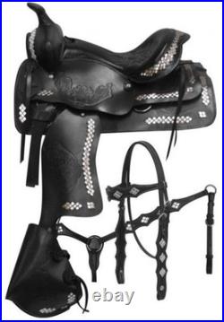 Parade Saddle SET Floral Tooling Top Grain Seat Black or Brown 16 17 NEW