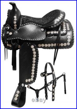 Parade Saddle SET Silver Conchos Silver Laced Edges 16 17 Black or Brown NEW