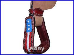 Patriotic American Flag 5 Item Leather Horse Western Saddle Set Retails $600 16