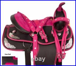 Pink/ Black Synthetic Western Barrel Racing Horse Tack Saddle Size 15