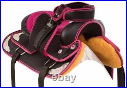 Pink/ Black Synthetic Western Barrel Racing Horse Tack Saddle Size 15