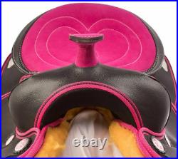 Pink/ Black Synthetic Western Barrel Racing Horse Tack Saddle Size 15