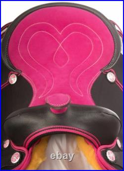 Pink/ Black Synthetic Western Barrel Racing Horse Tack Saddle Size 15